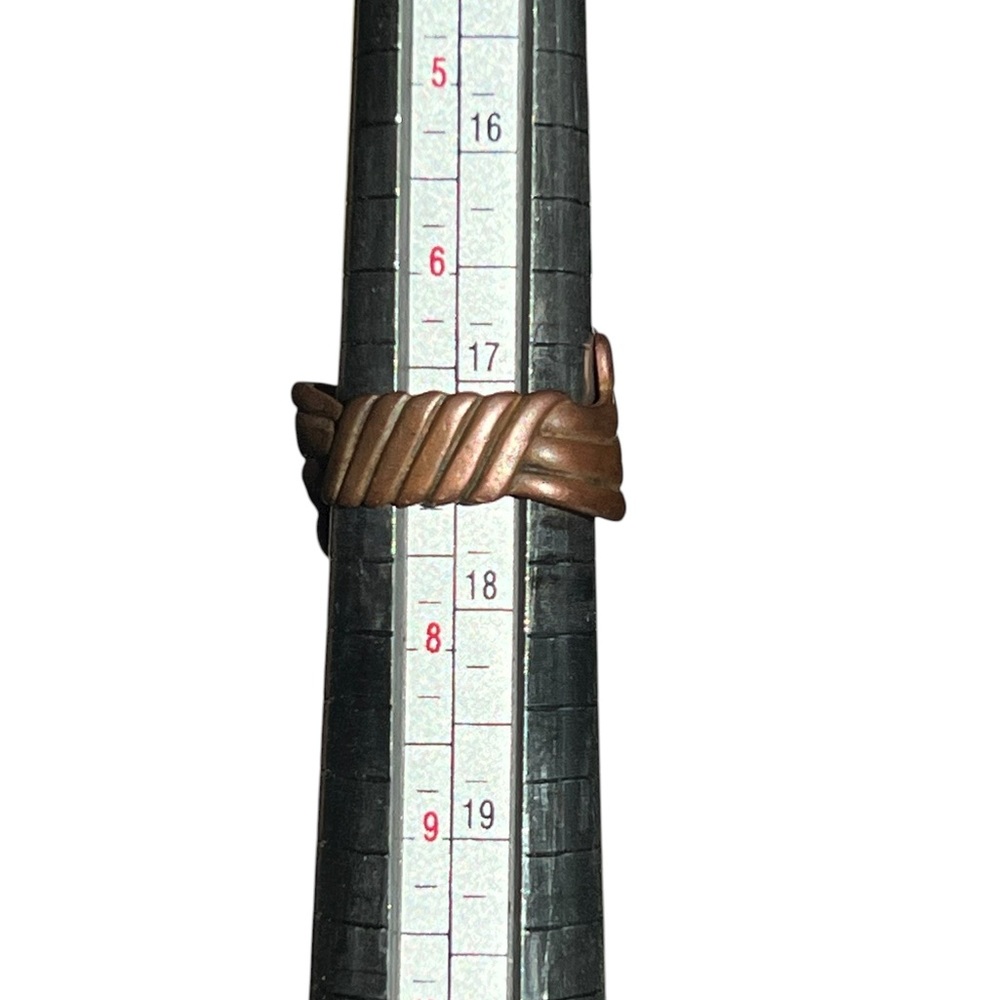 Vintage Solid Copper Swirl Scroll Adjustable Ring… - image 5